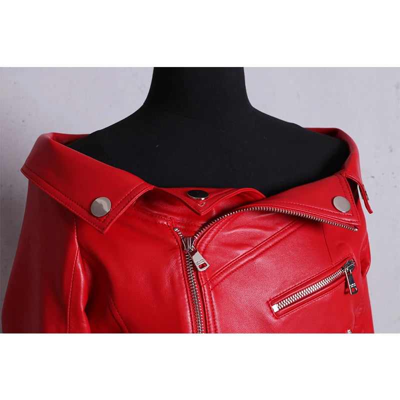 Zipper Red Leather Dress