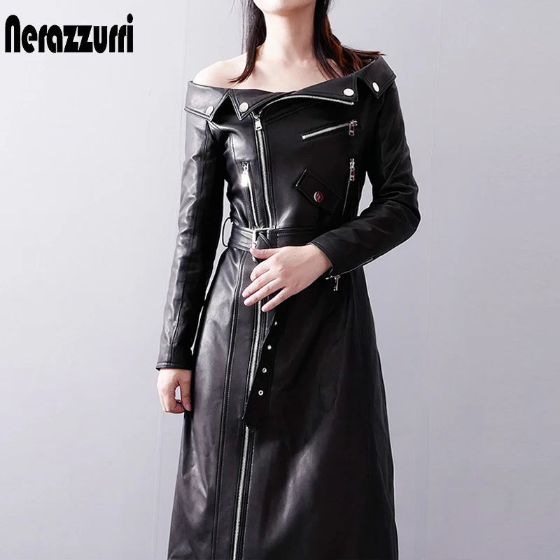 Zipper Red Leather Dress