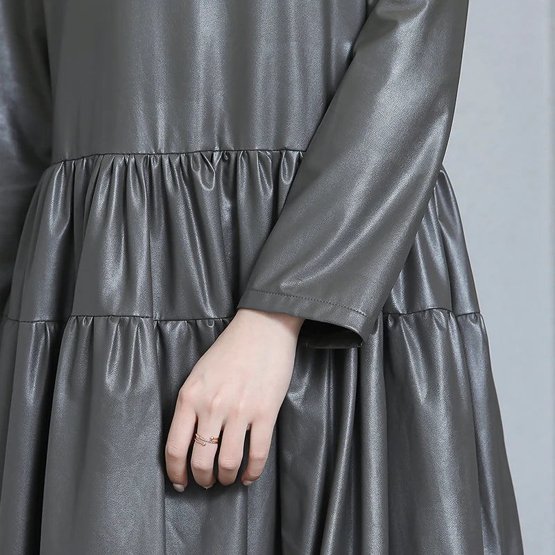 Pleated Leather Dress