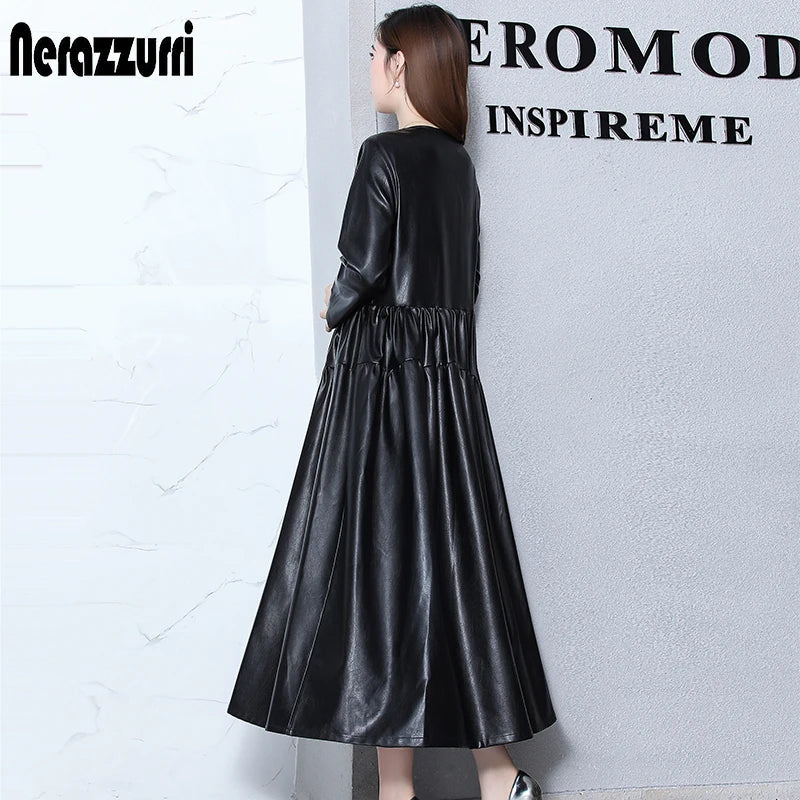 Pleated Leather Dress