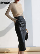 Midi Leather Skirt