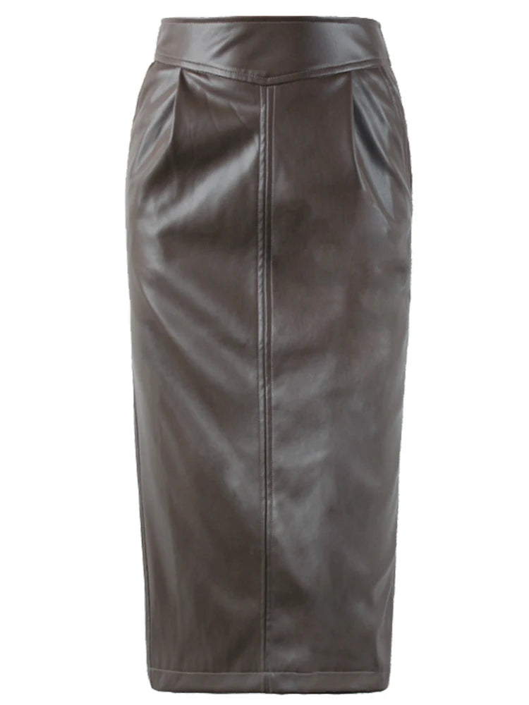 Midi Leather Skirt