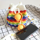 Hand-knitted Crochet rainbow Flowers Handbags