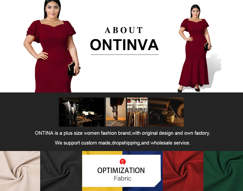 Plus Size Elegant A Line Midi Dress