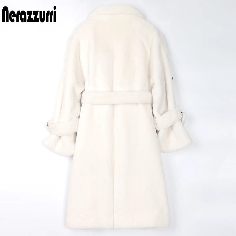 Long & Thick Fluffy Faux Fur Trench Coat