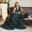 Mother And Daughter Tulle Ruffles Puffy Prom Dress
