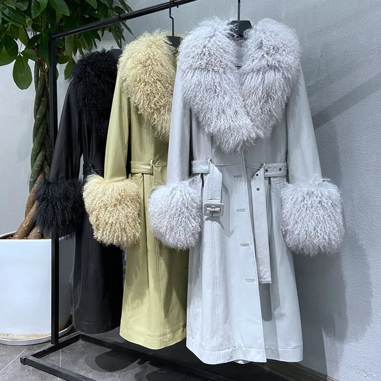 Genuine Fur Collar Coat