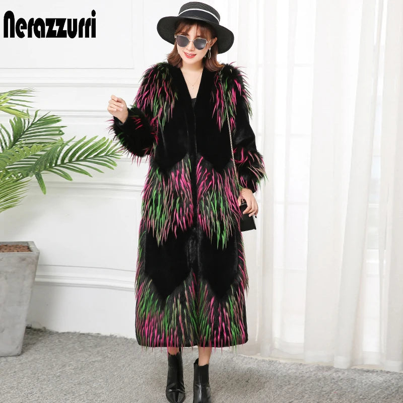 Patchwork Faux Fur Coat