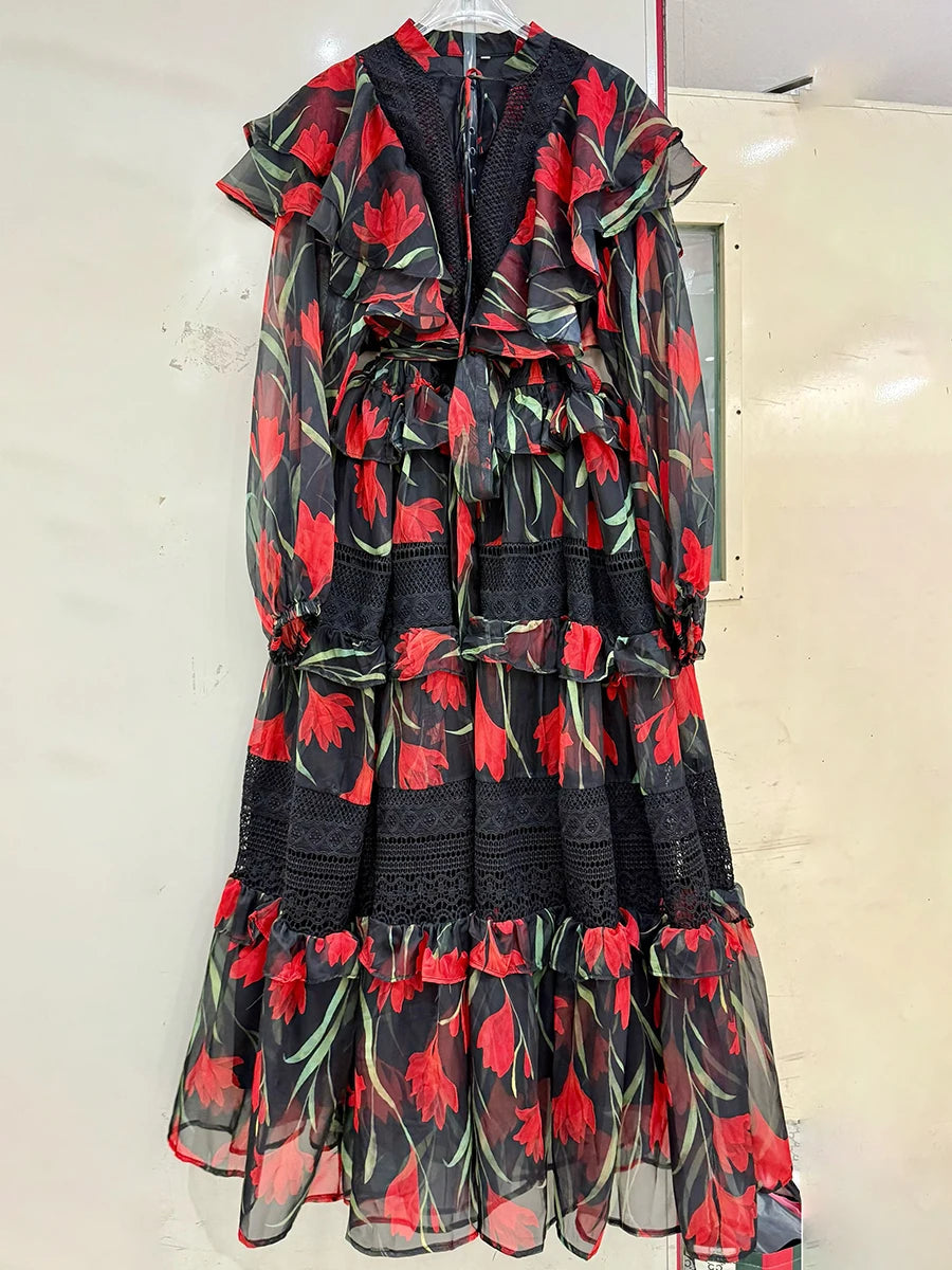 V Neck Long Sleeve Dress