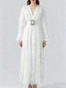 Hollow Out Spliced Lace  Dresses