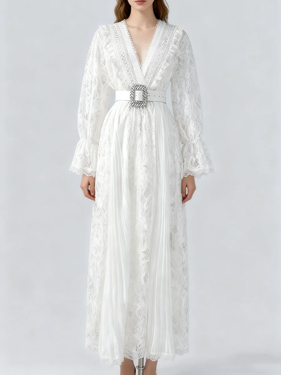 Hollow Out Spliced Lace  Dresses