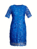 Plus Size Printed Lace Embroidery Dress