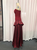 Spliced Ruffles Folds Long Dress
