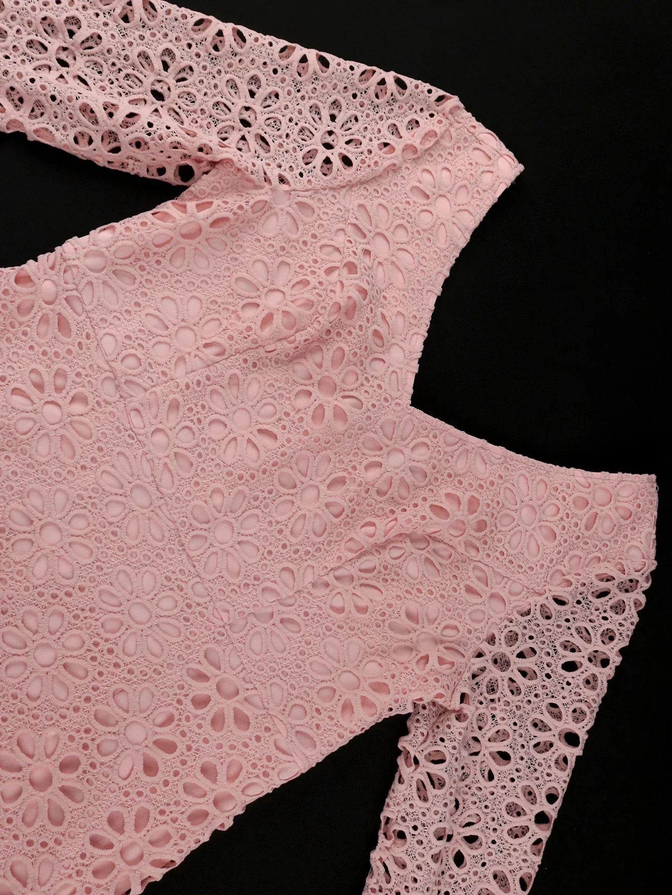 Plus Size Pink Lace Hollow