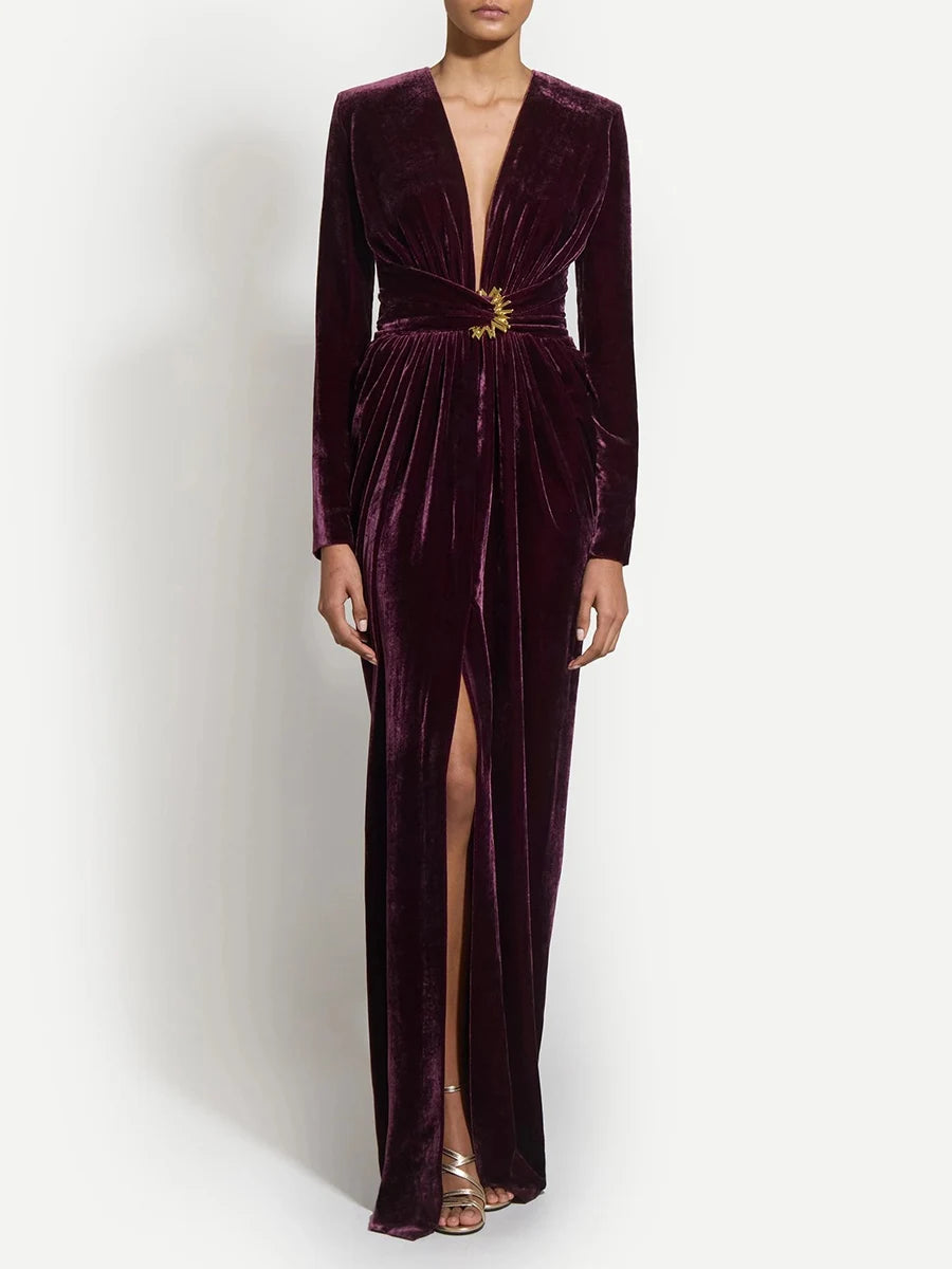 Solid Spliced Folds Dresses