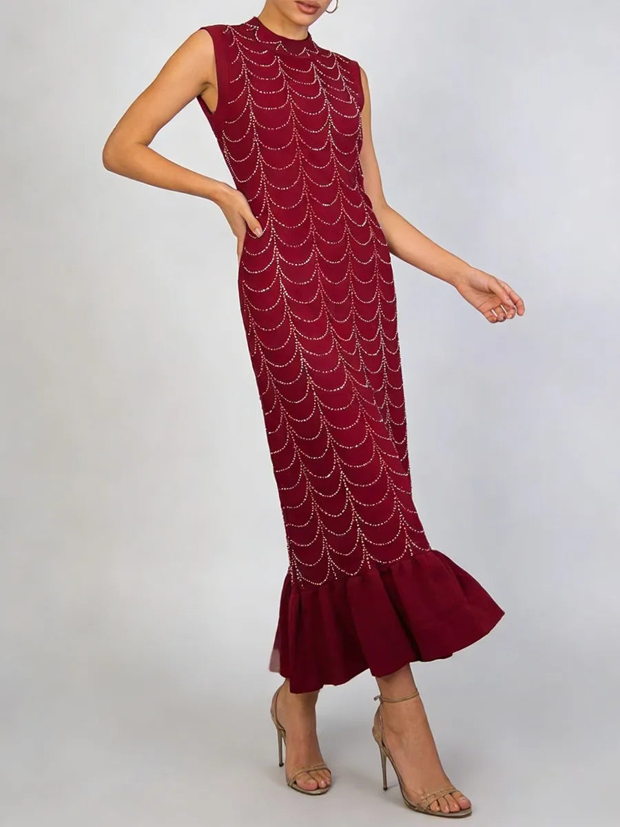 Minimalist Spliced Hot Fix Fashion Dresses