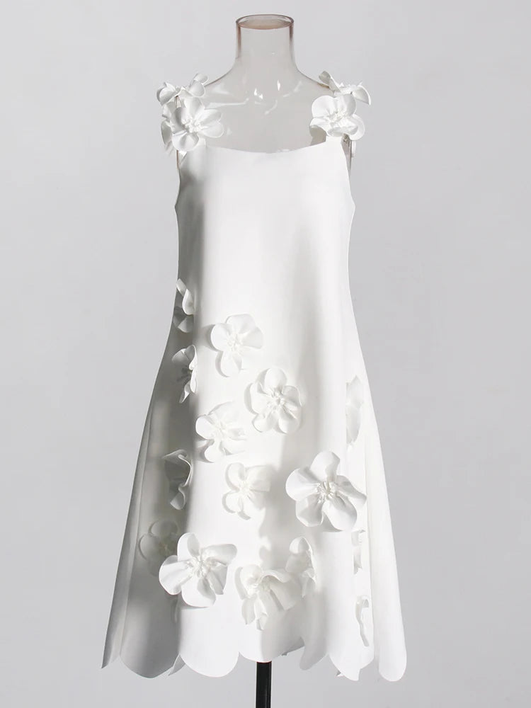 Solid Spliced Appliqués Dress