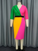 Color Block Midi Work Dress