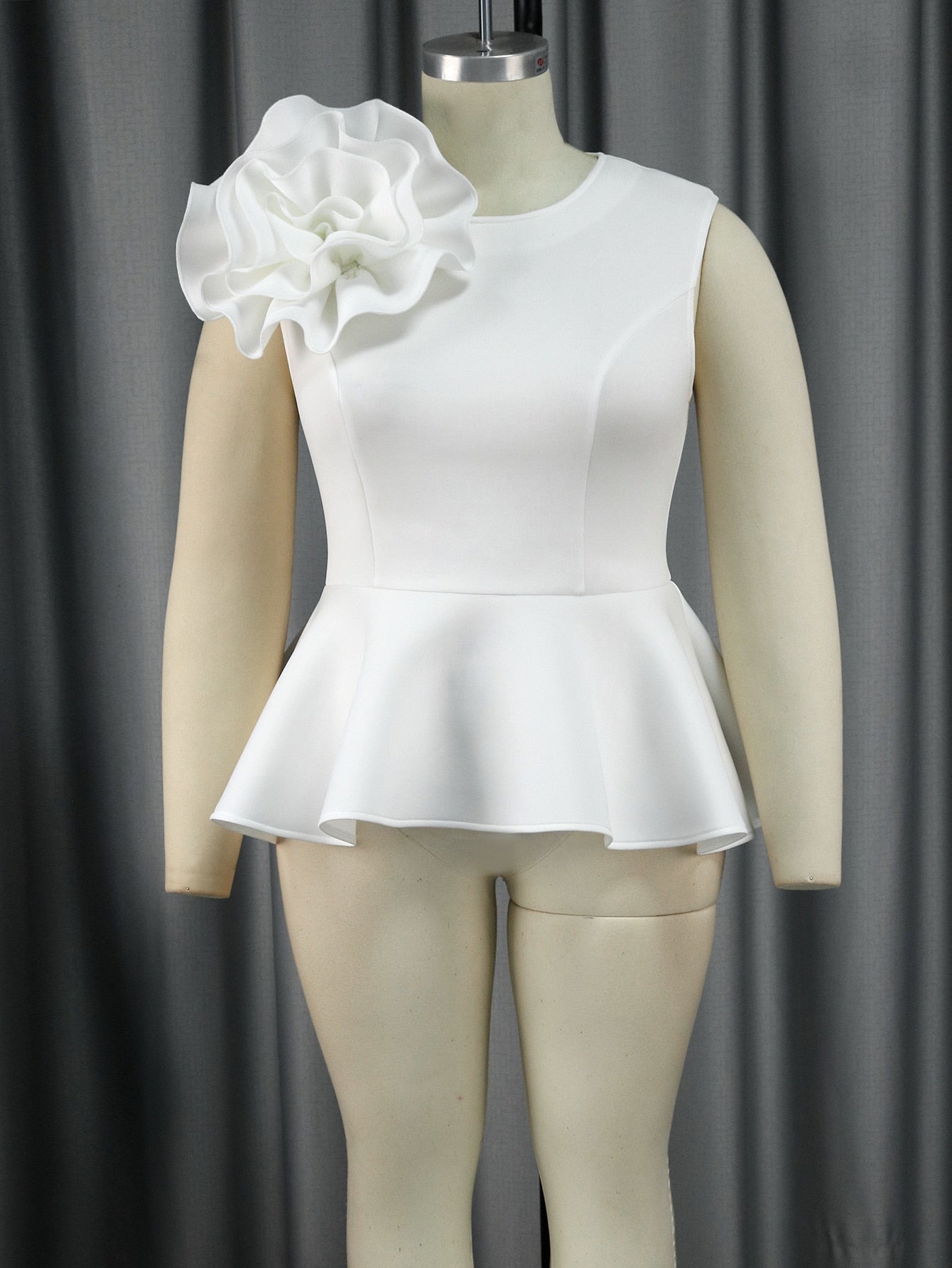 Plus Size White Peplum Blouse