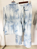 Color Block Two Piece Jean Set