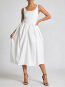 Solid Slimming Spliced Dress