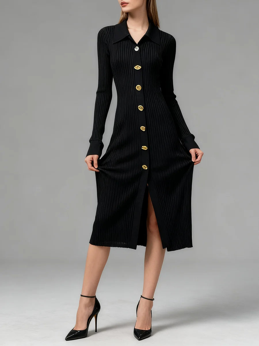 Single Breasted Basics Knit Dresses