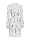Printing Spliced Lace Slimming Dress