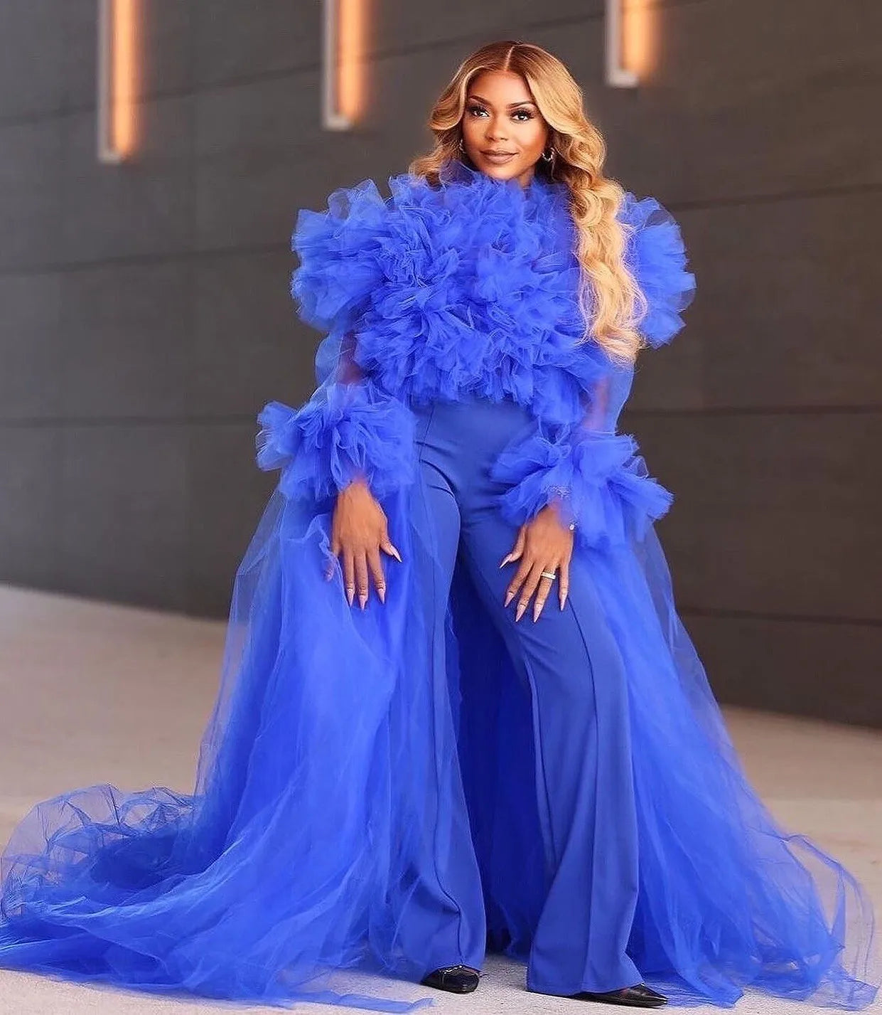 Royale Blue 2 Piece Ruffles Set