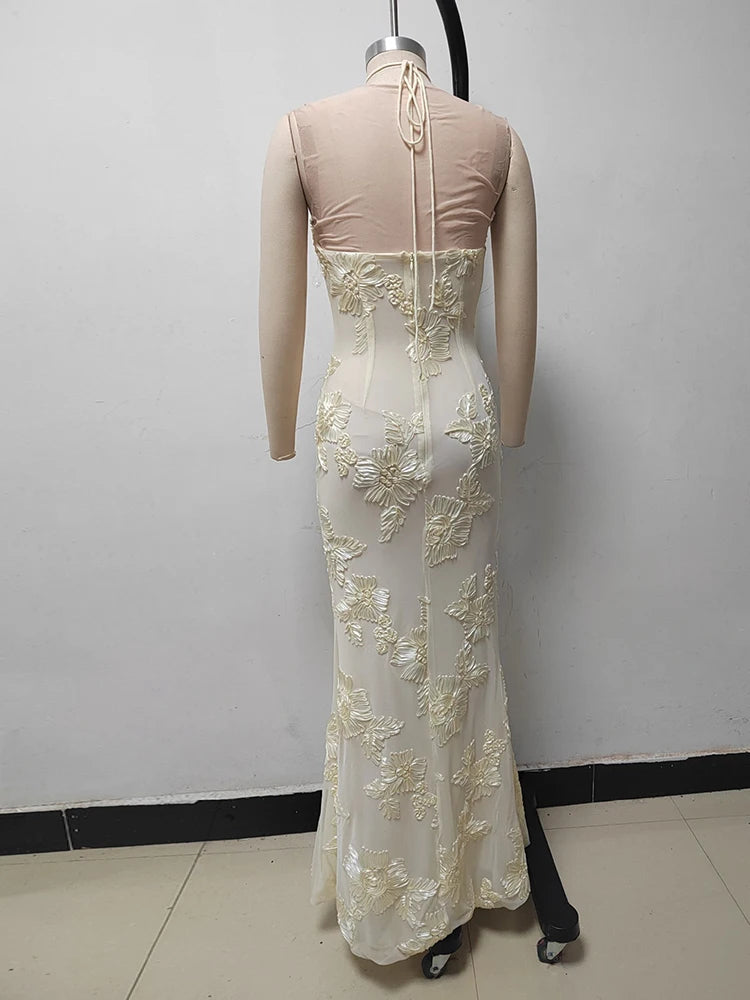 Halter Embroidery Dress