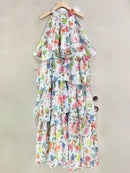 Printed Loose Spliced Ruffles Dresses