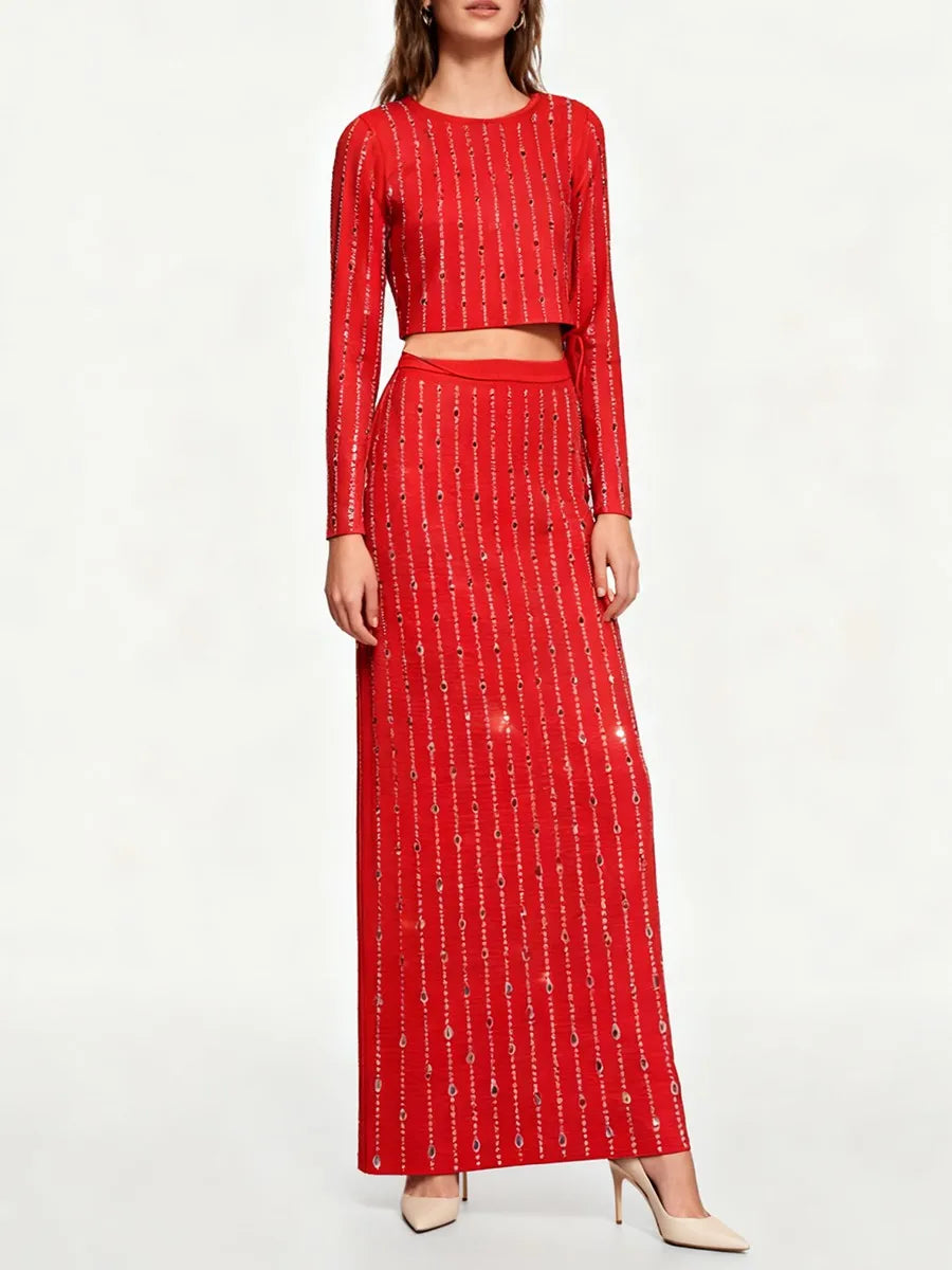 Beaded Two Piece Dress Set