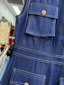 Patchwork Pockets Denim Dress