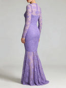 Sheer Spliced Lace Dresses