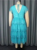 Plus Size Women Mesh Midi Sequin Dress