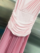 Plus Size Hit Color Spliced Folds Dress