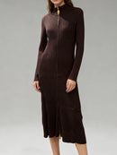 Spliced Zipper Basics Knit Dresses