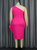 Plus Size Fuchsia One Shoulder