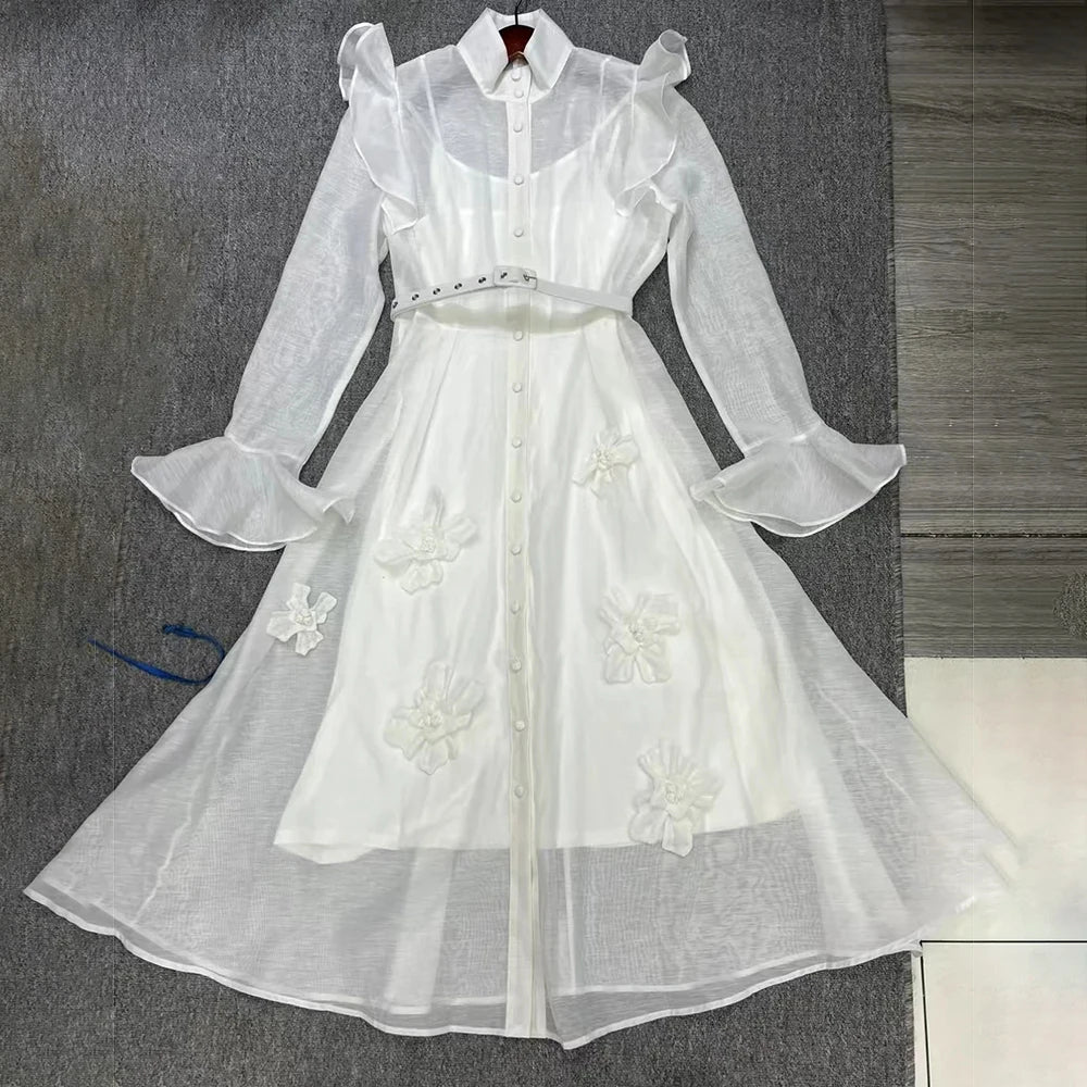 Spliced 3D Flower Dresses