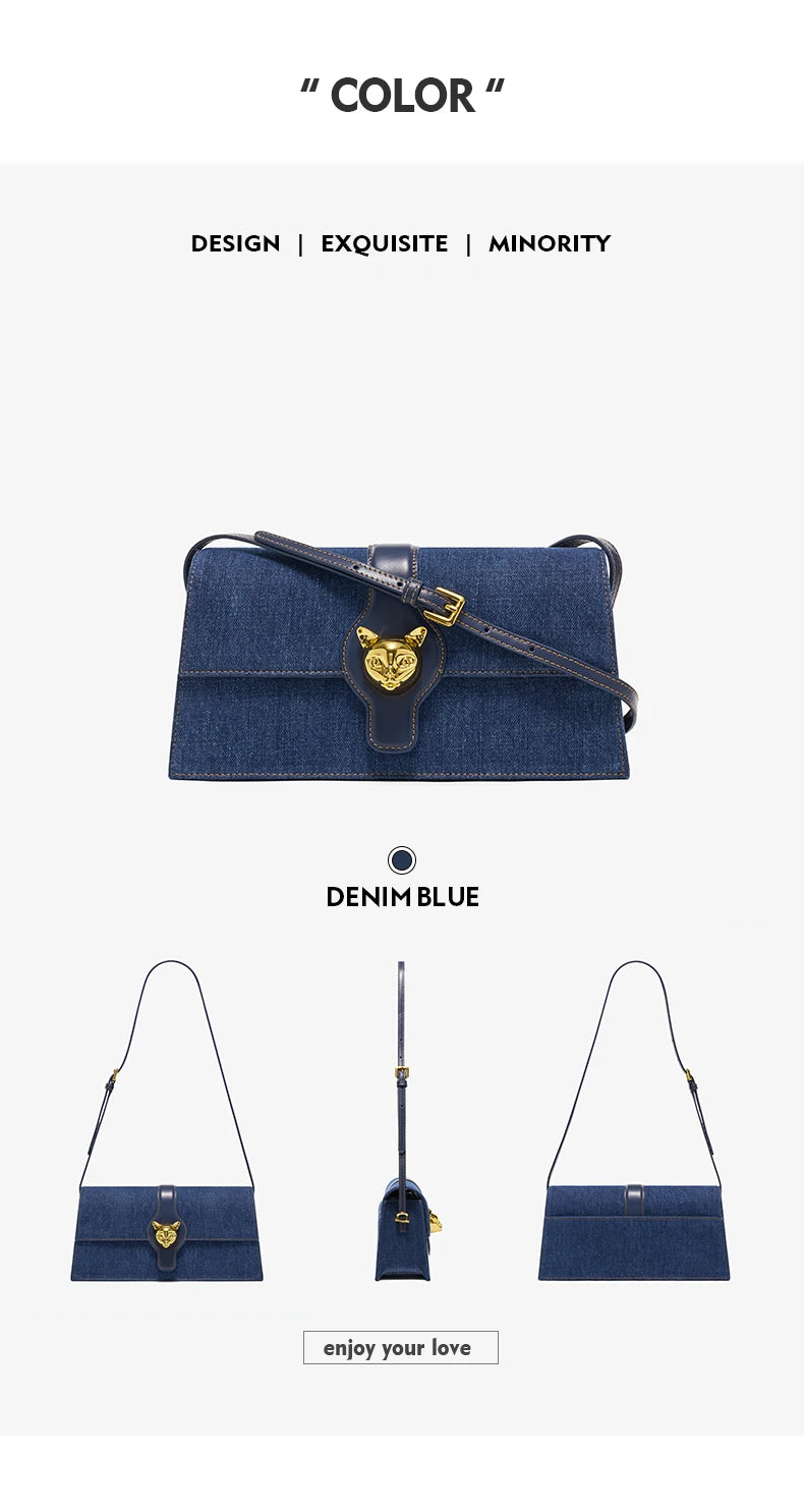 DENIM TRENDING SHOULDER CLUTCH