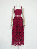 Solid Hollow Out Spliced Folds Dress