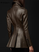 Brown Leather Trench Coat