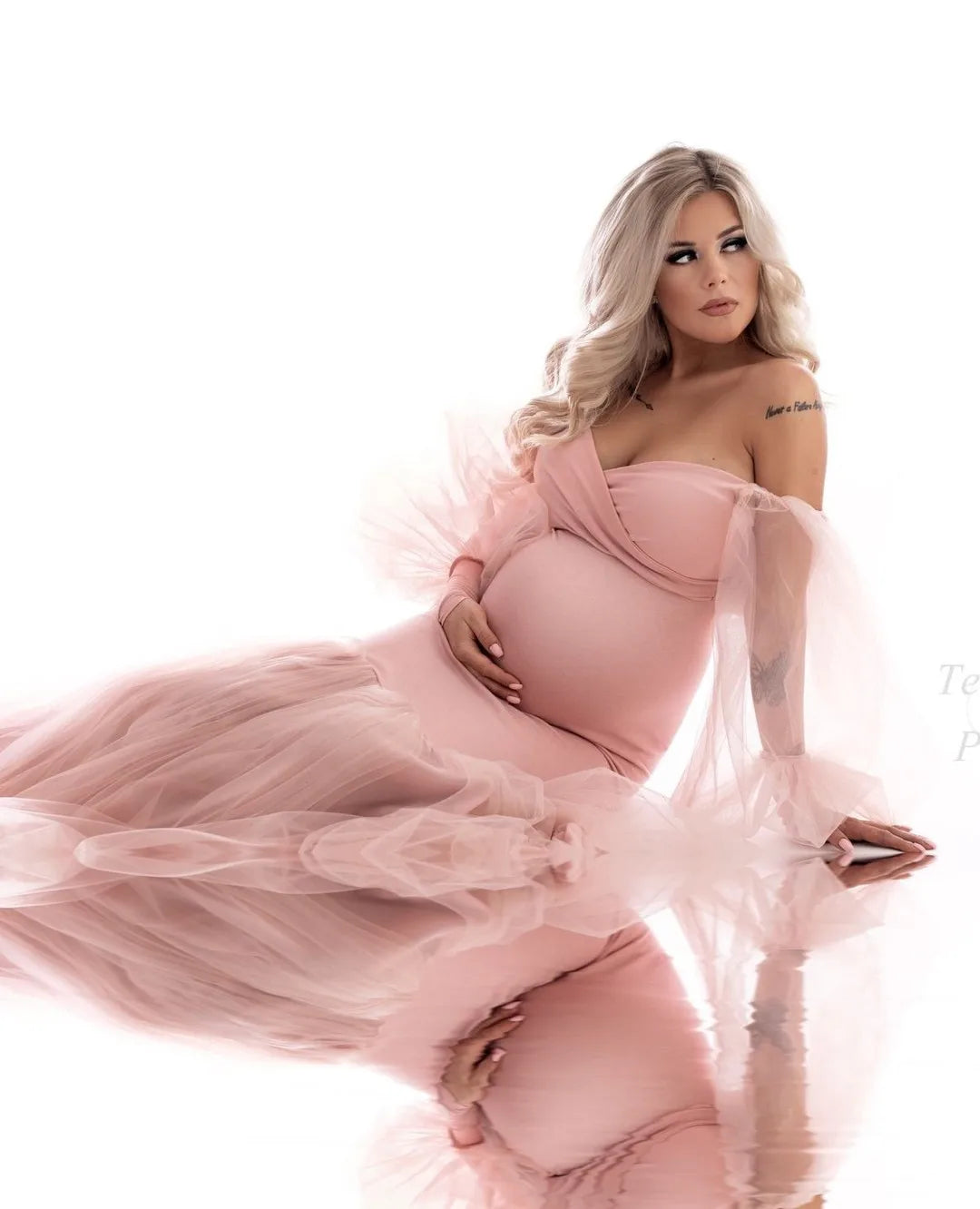 Mesh Rose Maternity Gown