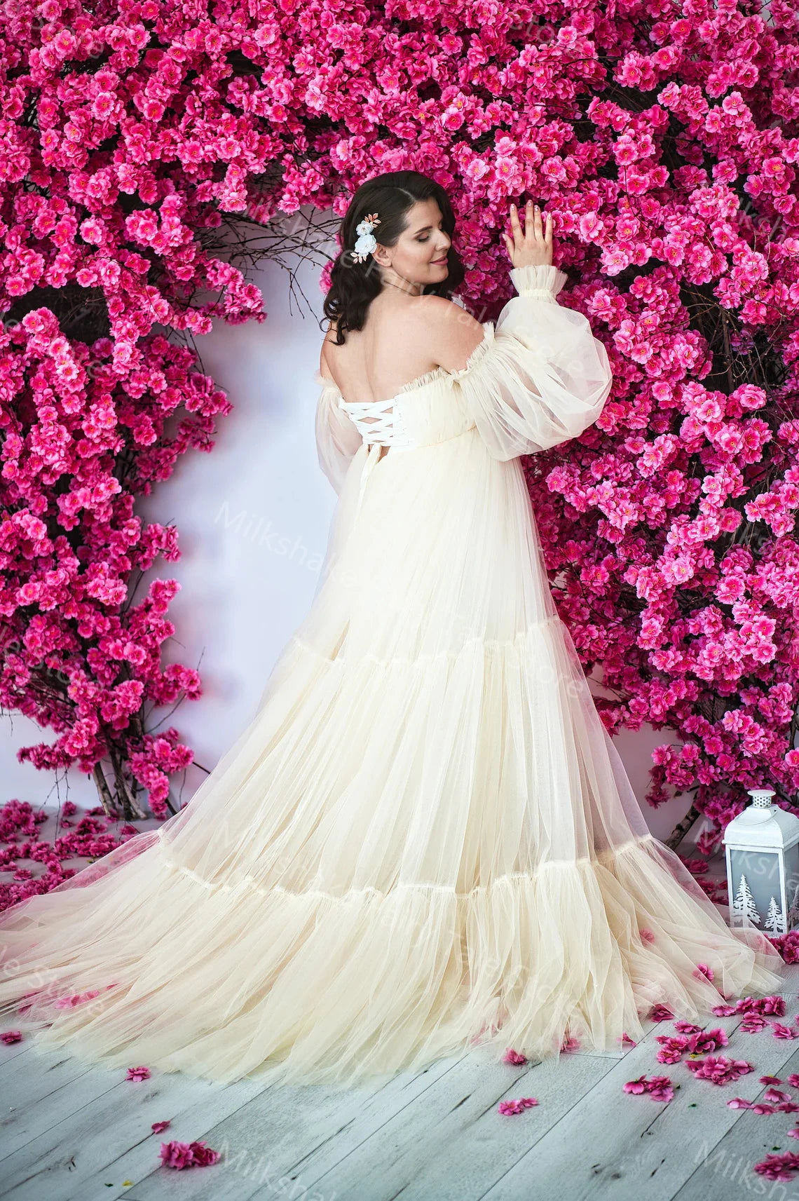 Off Shoulder Long Sleeves Pregnancy Gowns