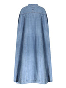 Denim Lapel Batwing Sleeve Coat