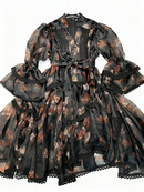 Printing Spliced Ruffles Dresses