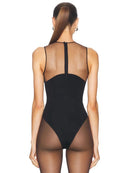 Solid Spliced Mesh Slimming Jumpsuit