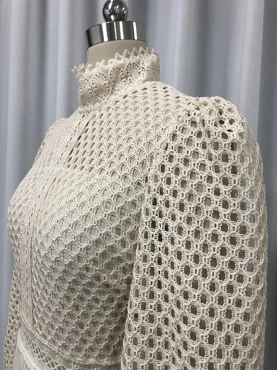 Hollow Out Spliced Embroidery Dresses
