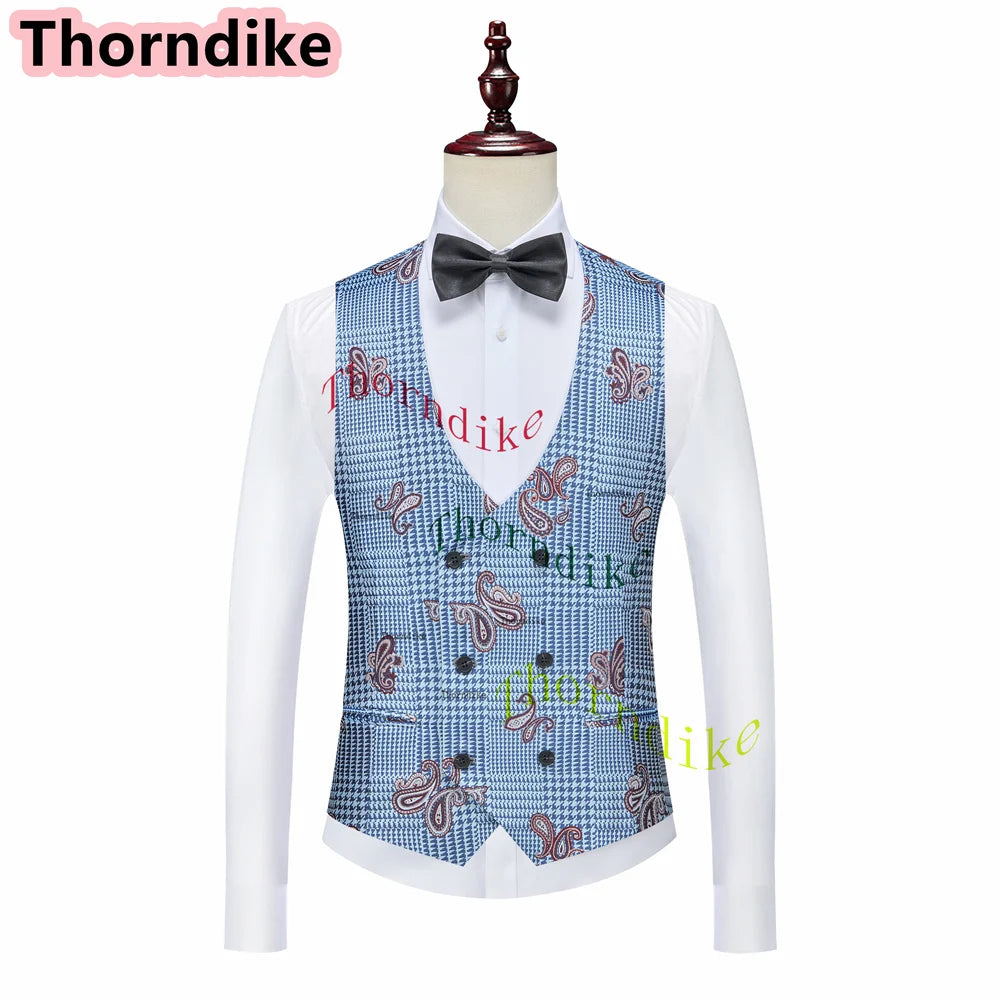 Men Suits 3 Piece Houndstooth Suit