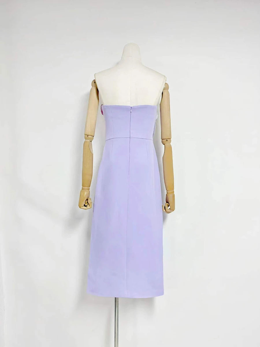 Spliced Appliqués Slimming Dresses