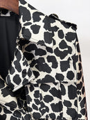 Leopard Slimming Spliced Belt Fashion Trench